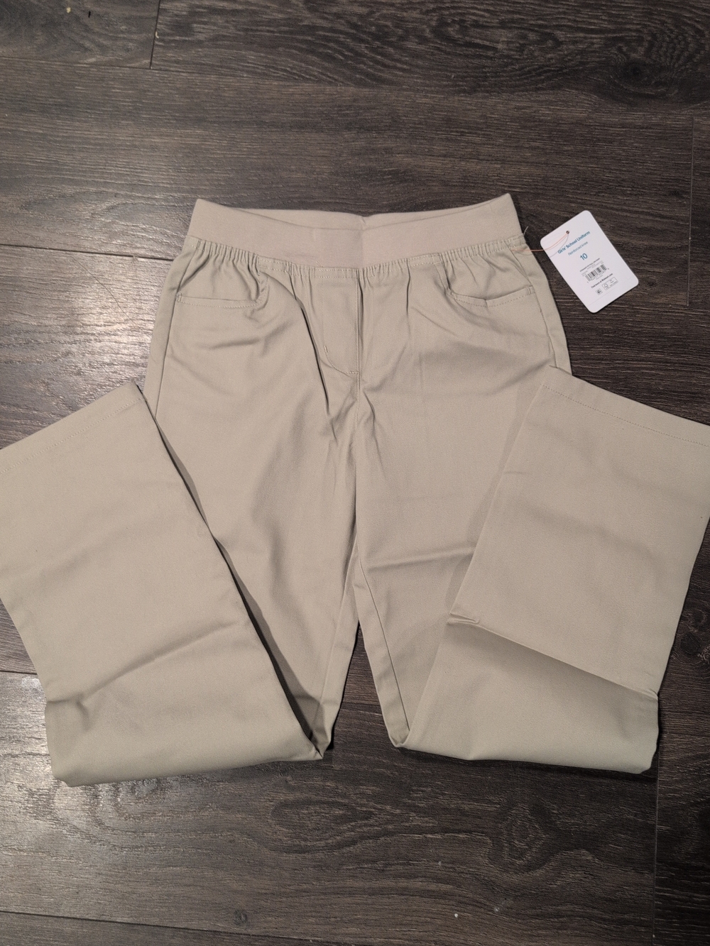 wonder nation Girls' Pull-On Straight Leg Jeans in Light Beige